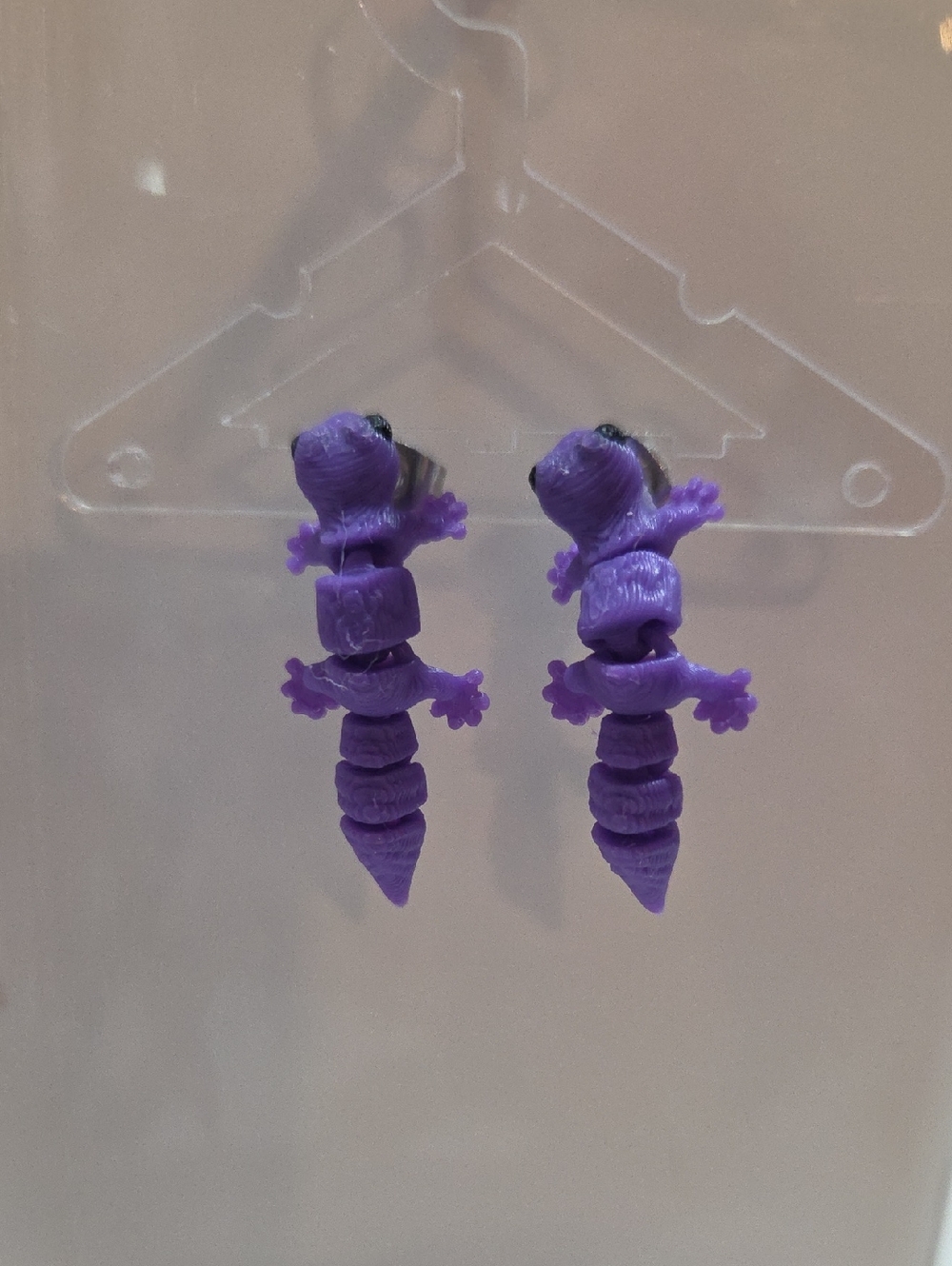 Purple Gecko Fidget Earrings - Handmade